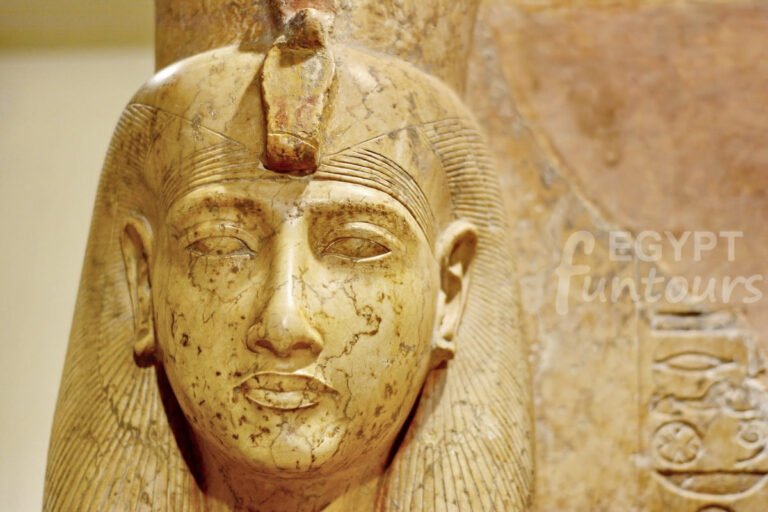 luxor museum artifacts - alabaster statue of goddess Mut