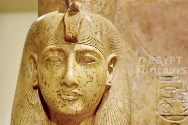 luxor museum artifacts - alabaster statue of goddess Mut