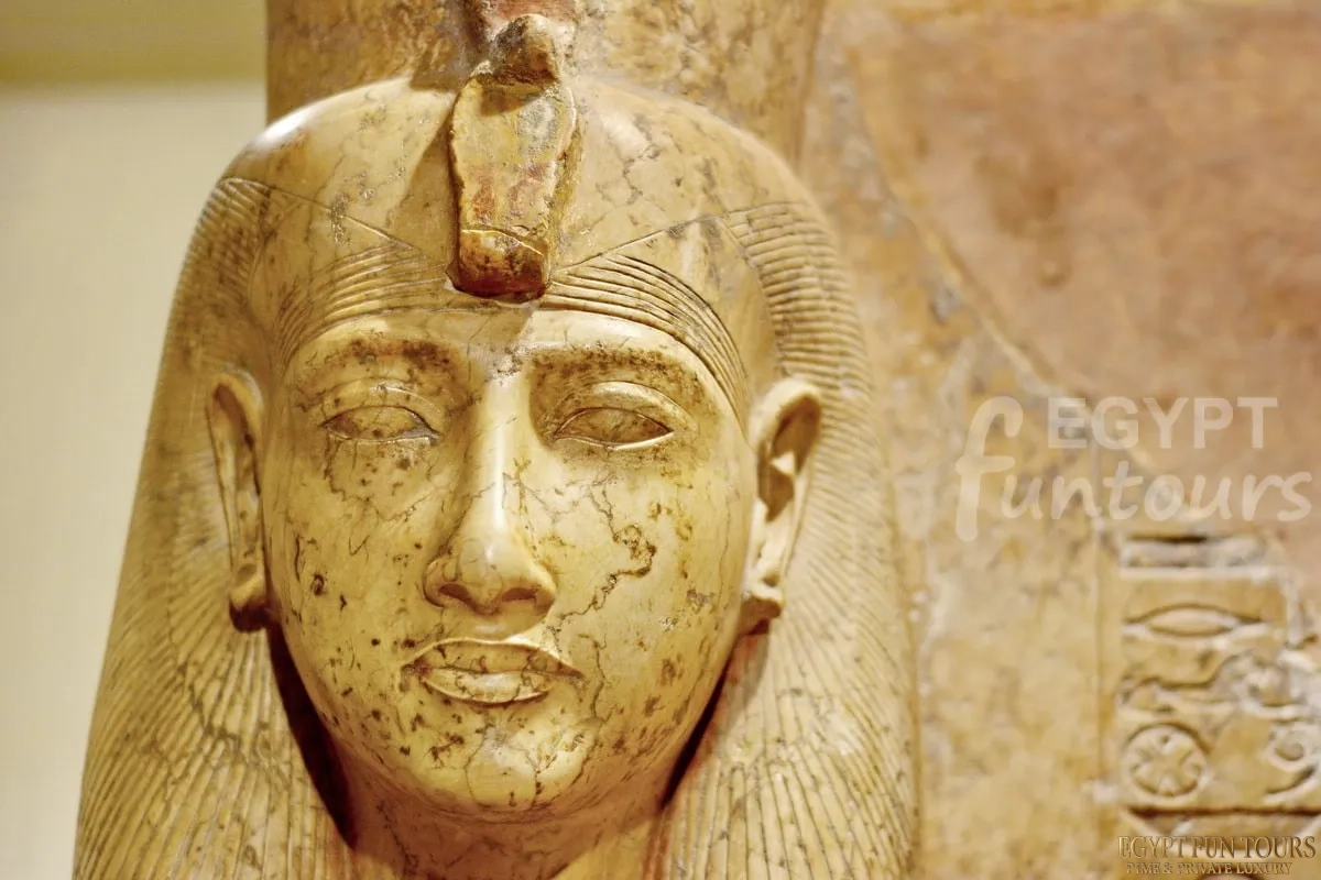 luxor museum artifacts - alabaster statue of goddess Mut