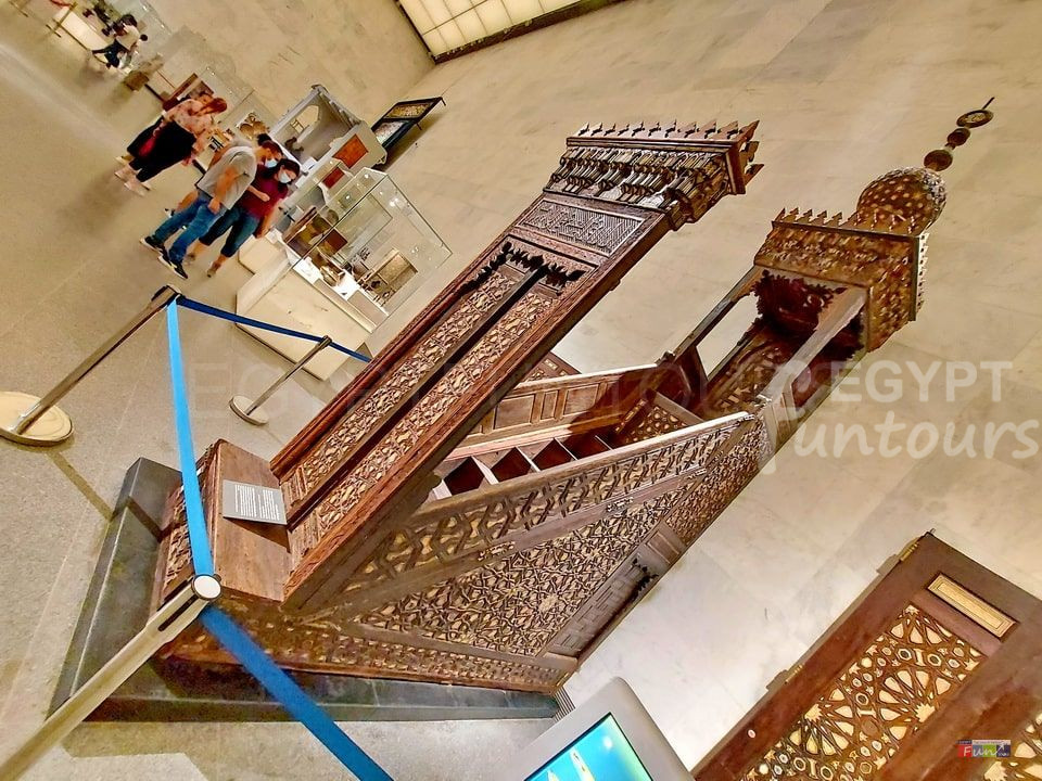 pulpit of the mosque of Abu Bakr bin Mazhar - Islamic Artifacts in The National Museum of Egyptian Civilization