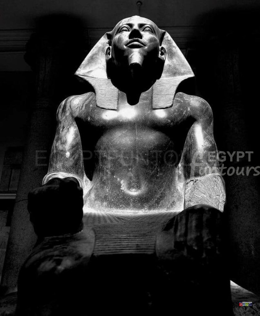King Chephren's Diorite Statue in the Egyptian Museum
