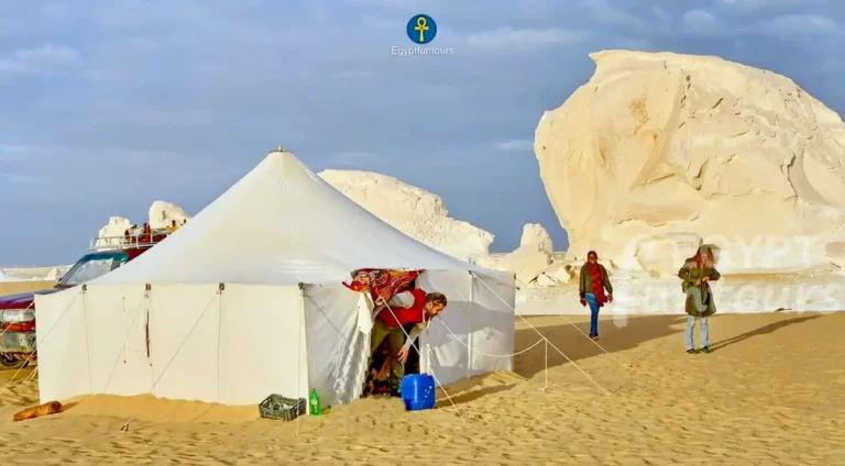 2-Day White Desert & Bahariya Oasis Private Safari A Surreal Expedition from Cairo - Our camp in the white desert