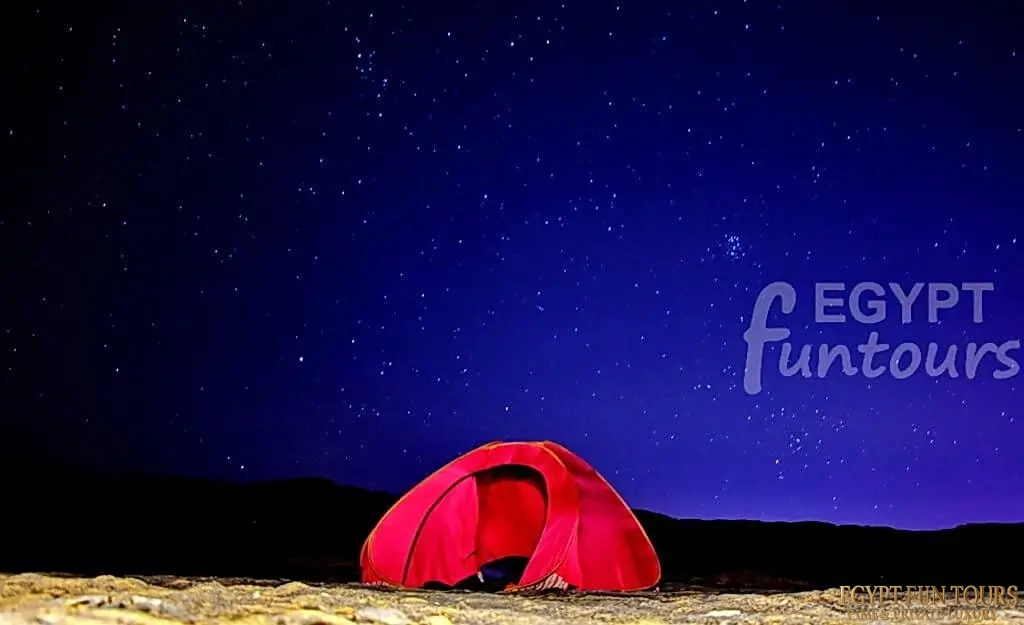 2-Day White Desert & Bahariya Oasis Private Safari; A Surreal Expedition from Cairo - sleeping tent at night