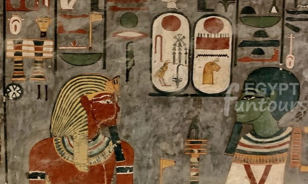 Ancient Egyptian Cartouche in the Valley of the Kings, tomb of king Ramses I - Egyptian Mythology - Egypt Fun Tours