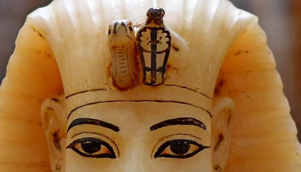 The vulture and cobra snake on the forehead of King Tut