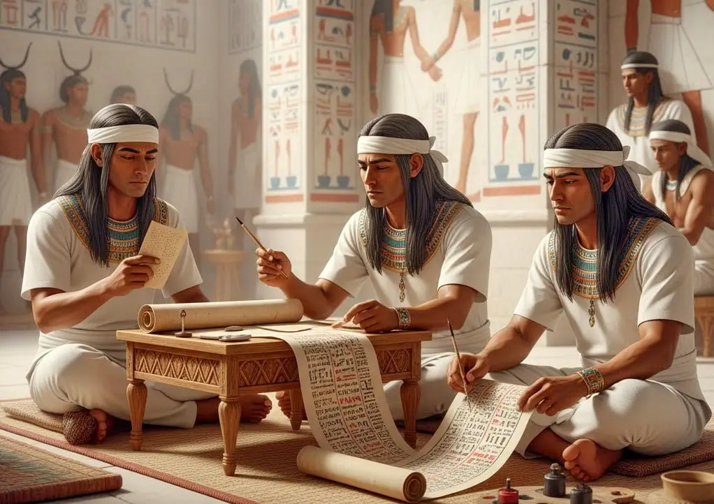 The Judicial Papyrus of Turin, showing scribes documenting the trial