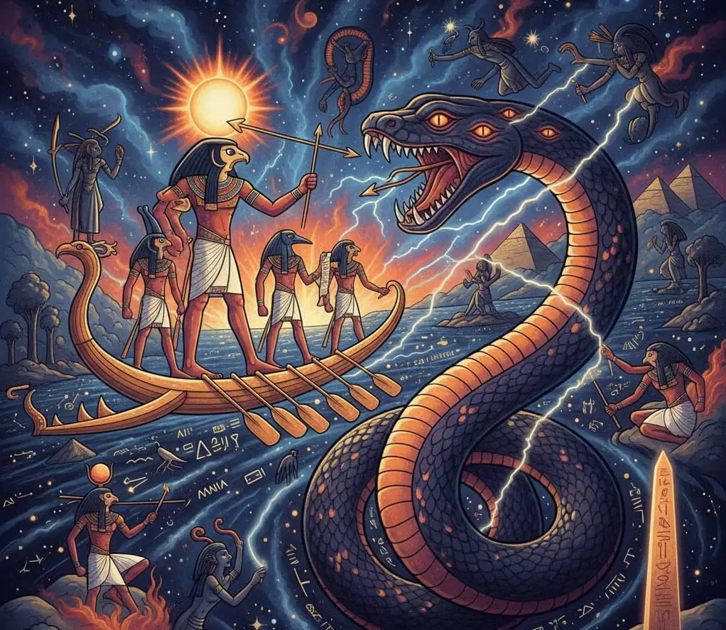 The Nightly Battle The Solar Barque vs. The Great Serpent Apophis