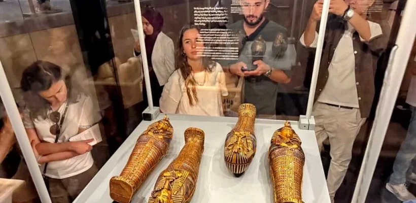 The Ultimate Cairo Stopover Tour; Pyramids of Giza, the Grand Egyptian Museum, and Khan el-Khalili - tiny coffins of king tut